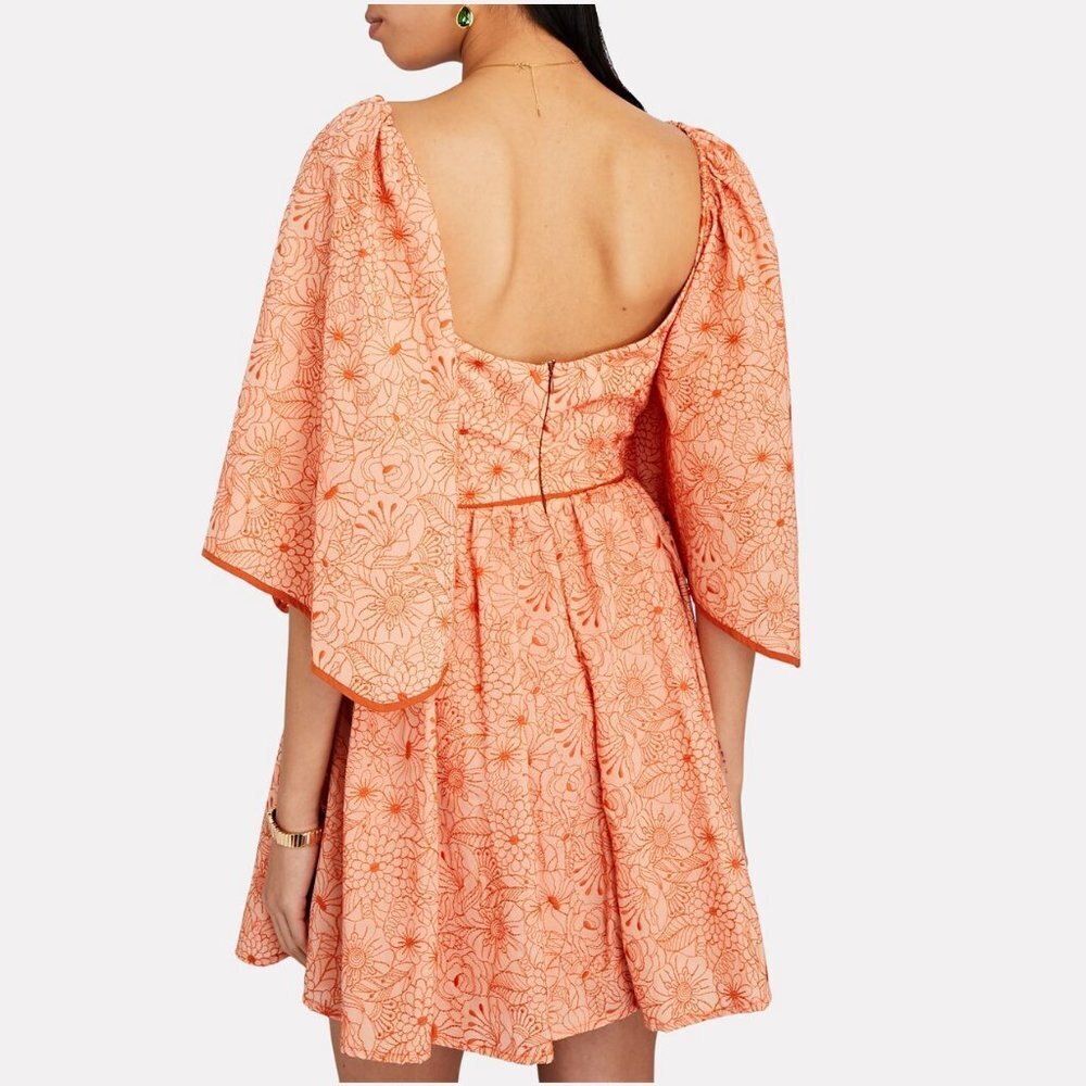 Azulu Maiori Cut-Out Embroidered Mini Dress in Orange XS - Picture 3 of 13